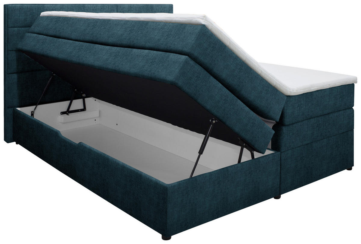 BOXSPRINGBETT 160/200 cm  in Dunkelblau  - Wengefarben/Dunkelblau, Konventionell, Holz/Textil (160/200cm) - Carryhome