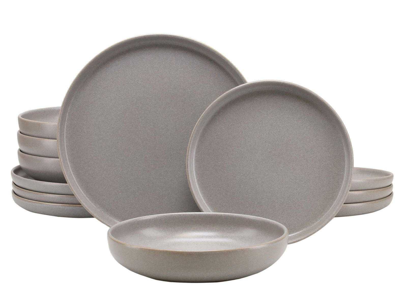TAFELSERVICE Grau Uno 12-teilig  - Grau, KONVENTIONELL, Keramik - Creatable