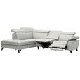 ECKSOFA in Echtleder Hellgrau  - Hellgrau/Schwarz, Design, Leder/Metall (239/289cm) - Cantus