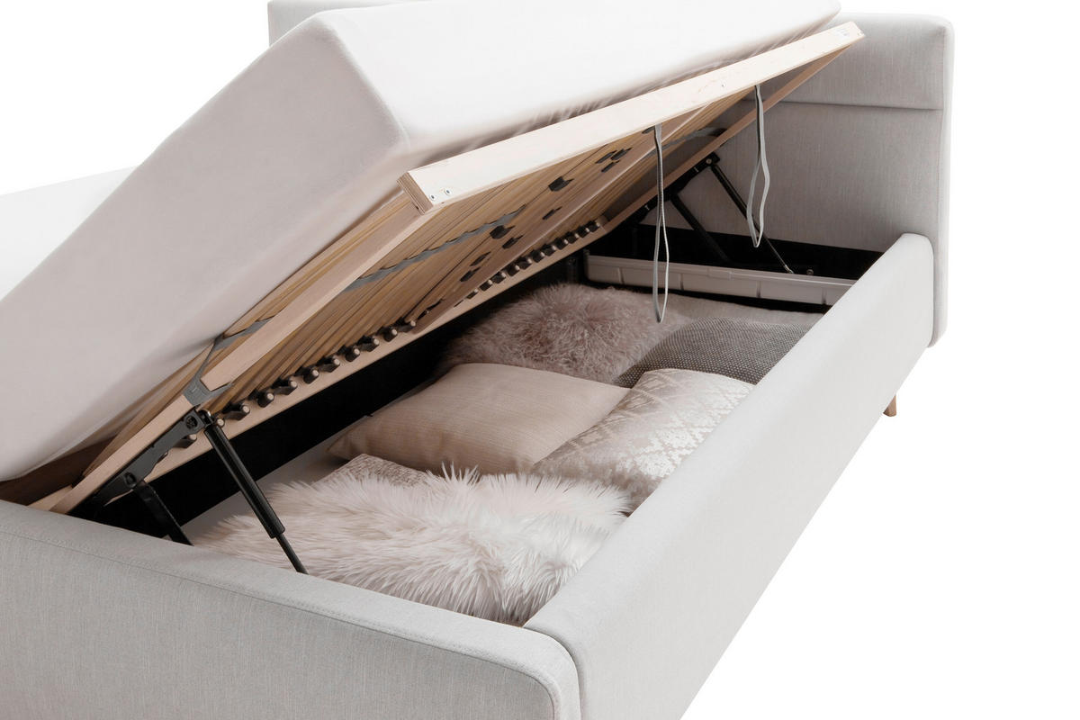 POLSTERBETT 160/200 cm  in Hellgrau  - Eichefarben/Birkefarben, Konventionell, Holz/Textil (160/200cm) - Boxxx