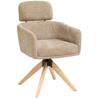 ARMLEHNSTUHL  Sitzfläche 360° drehbar Chenille  Beige  - Beige/Naturfarben, KONVENTIONELL, Holz/Textil (60/90/69cm) - Livetastic