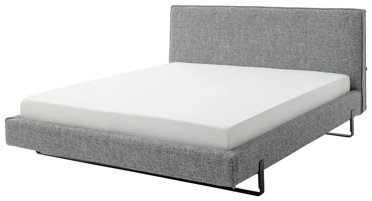 POLSTERBETT 180/200 cm  in Schwarz, Weiss  - Weiss/Schwarz, Design, Textil/Metall (180/200cm) - MID.YOU