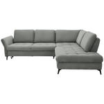 ECKSOFA in Struktur Hellgrau  288/233 cm  - Hellgrau/Schwarz, Natur, Textil/Metall (288/233cm) - Valnatura