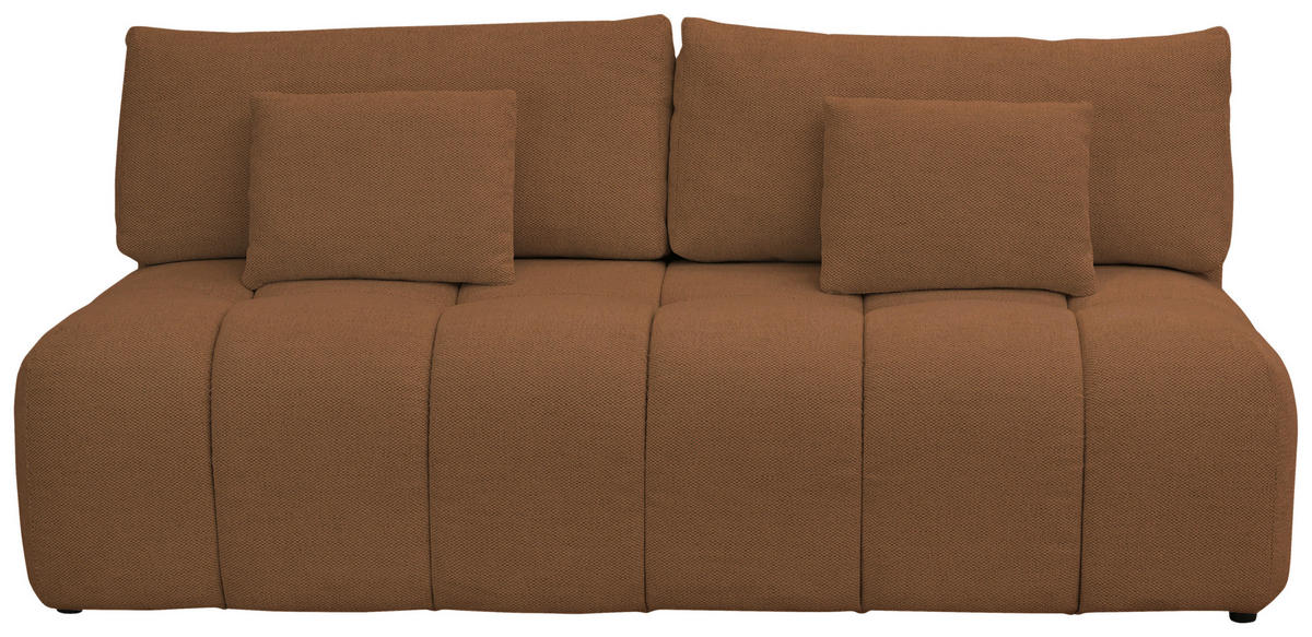 BOXSPRINGSOFA in Chenille Rostfarben  - Rostfarben/Schwarz, MODERN, Kunststoff/Textil (210/72/105cm) - Cantus