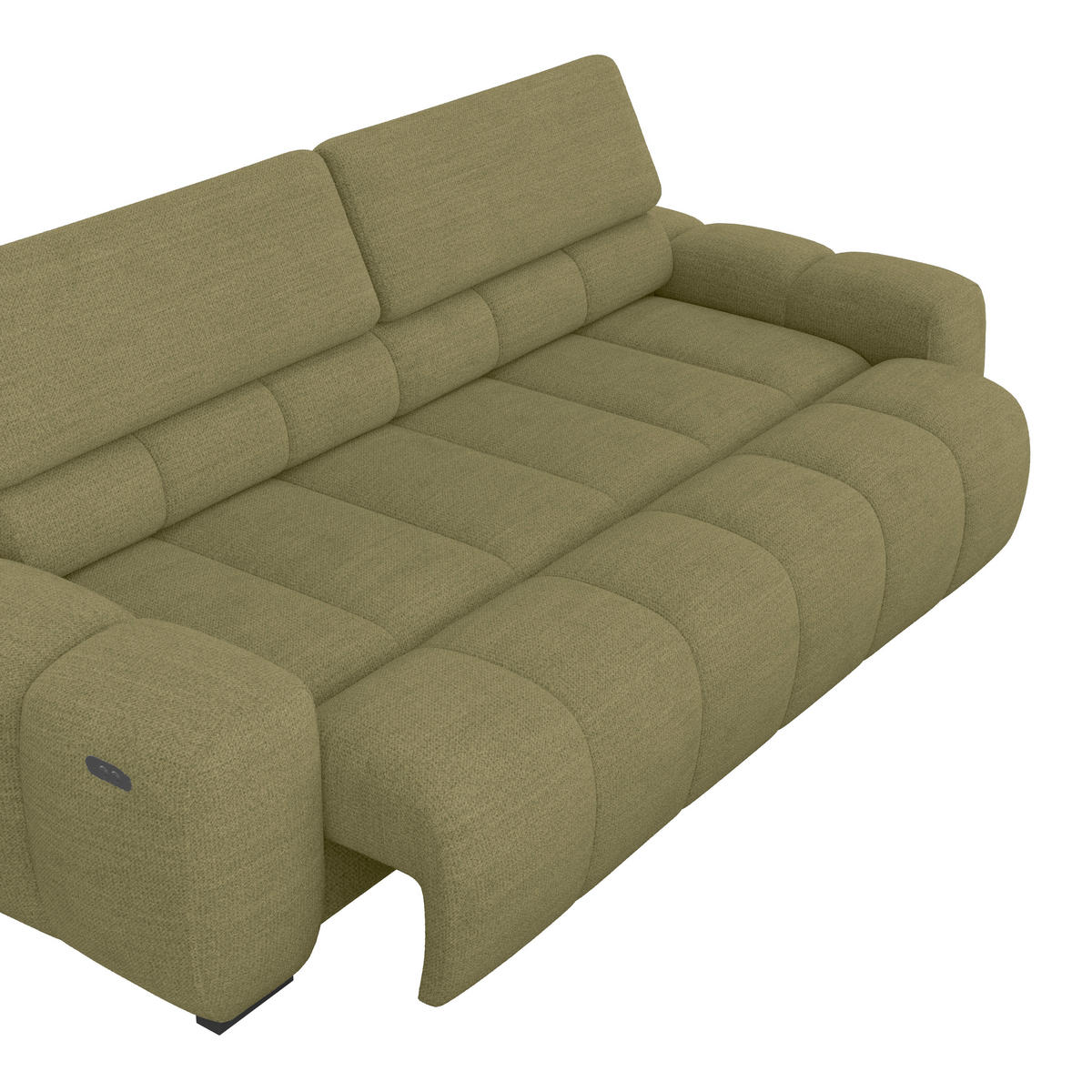 BIGSOFA inkl. mot. Funktion Webstoff Dunkelgrün  - Dunkelgrün/Schwarz, Design, Kunststoff/Textil (248/77-97/108cm) - Welnova