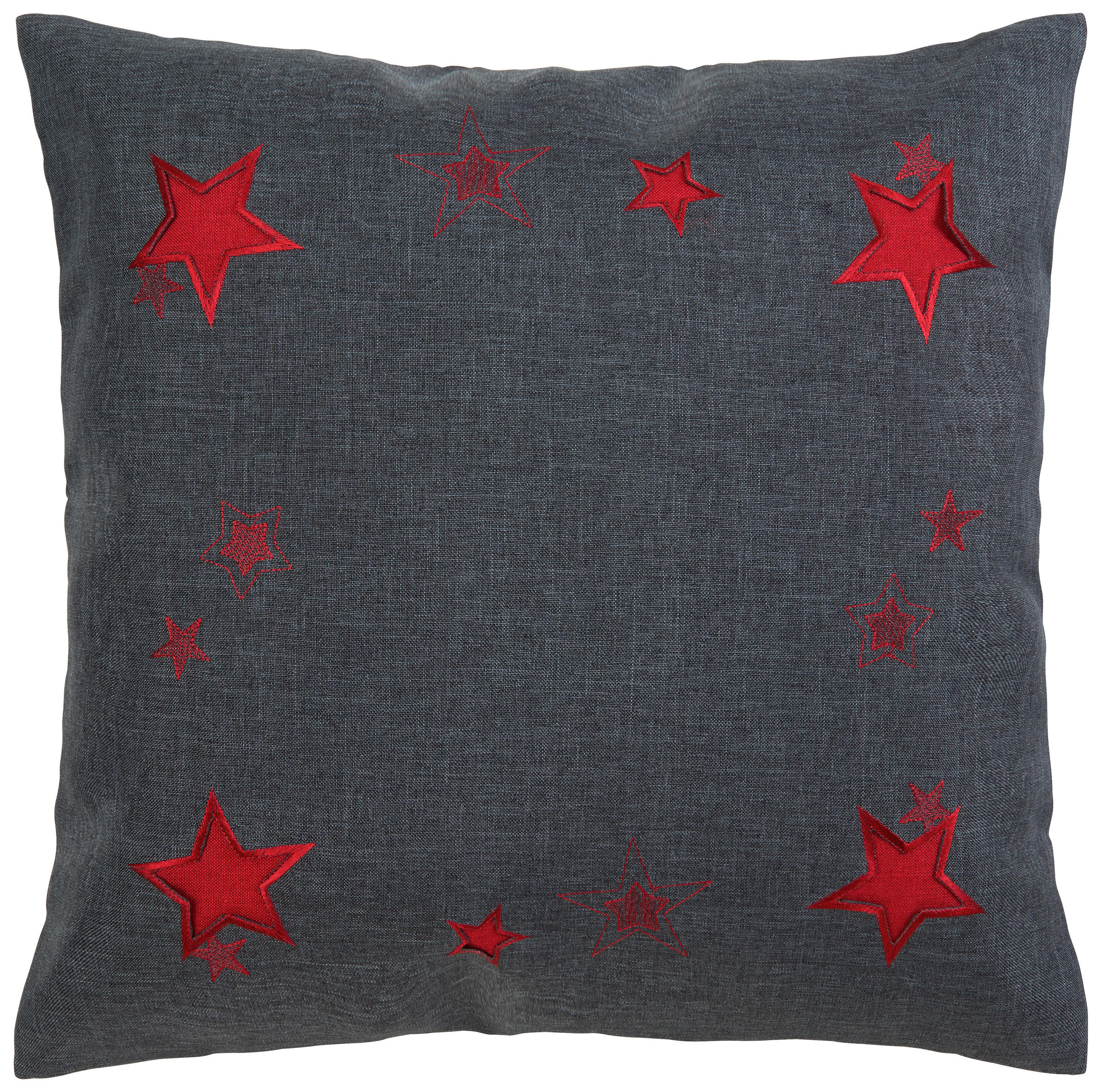 DEKORAČNÝ VANKÚŠ 50/50 cm - antracitová/červená, Konventionell, textil (50/50cm) - X-Mas