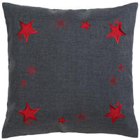 DEKORAČNÝ VANKÚŠ 50/50 cm - antracitová/červená, Konventionell, textil (50/50cm) - X-Mas