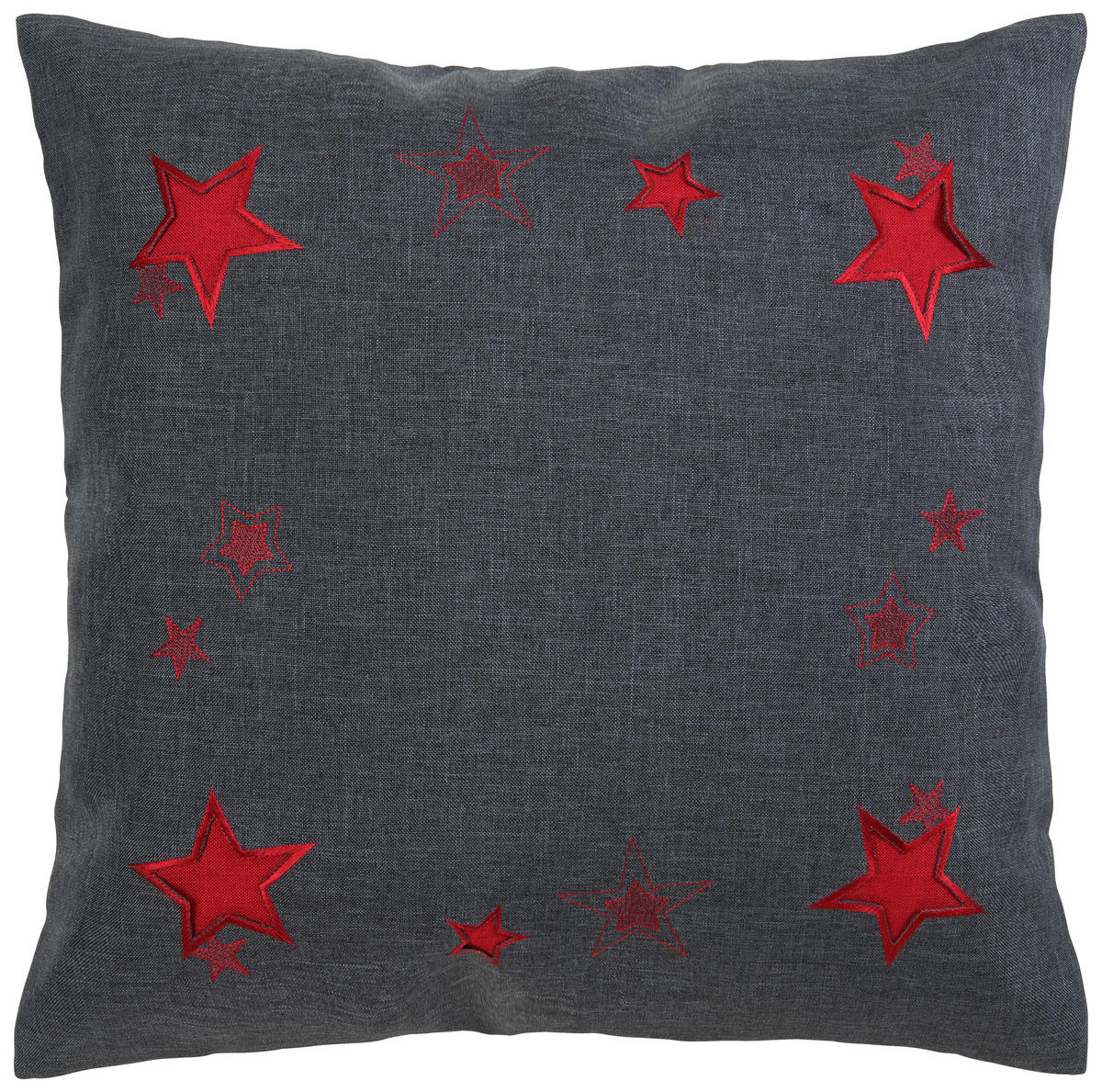 DEKORAČNÝ VANKÚŠ 50/50 cm - antracitová/červená, Konventionell, textil (50/50cm) - X-Mas