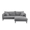 ECKSOFA Grau Velours  - Schwarz/Grau, Design, Textil/Metall (255/180cm) - Livetastic