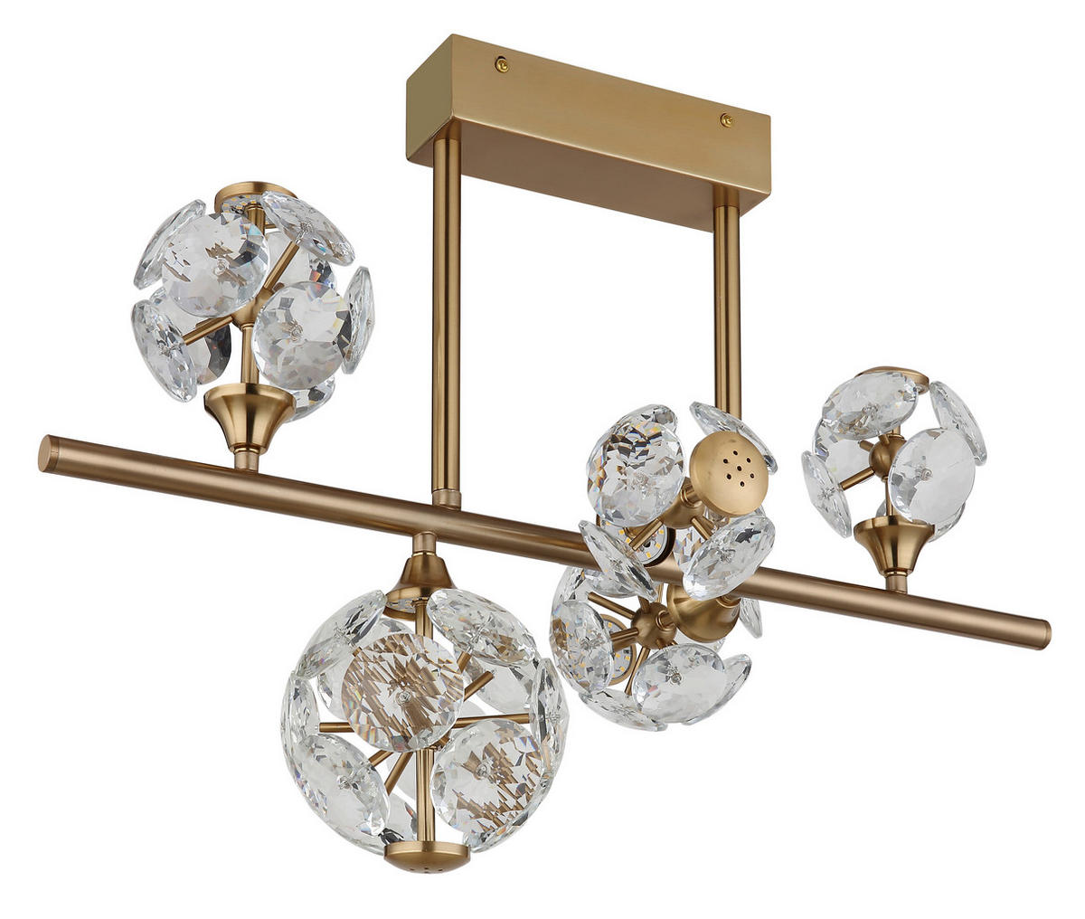 STROPNA LED-SVETILKA  VIRINA //3000 K/230 V/ - zlate barve/prozorno, Konvencionalno, kovina/steklo (61/31/45cm) - Globo