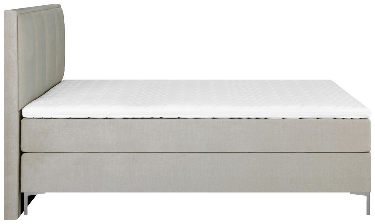 BOXSPRINGBETT 180/200 cm  in Beige  - Beige/Alufarben, MODERN, Textil (180/200cm) - MID.YOU