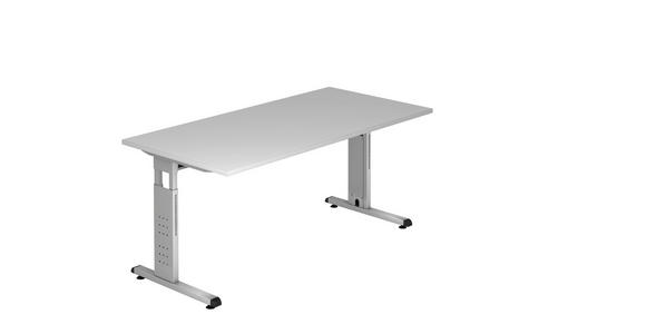 SCHREIBTISCH höhenverstellbar  - Silberfarben/Grau, KONVENTIONELL, Holzwerkstoff/Metall (160/80/65-85cm) - Venda