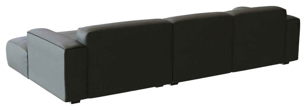 ECKSOFA Dunkelgrau Echtleder  - Dunkelgrau/Schwarz, Design, Leder/Holz (317/171cm) - Livetastic