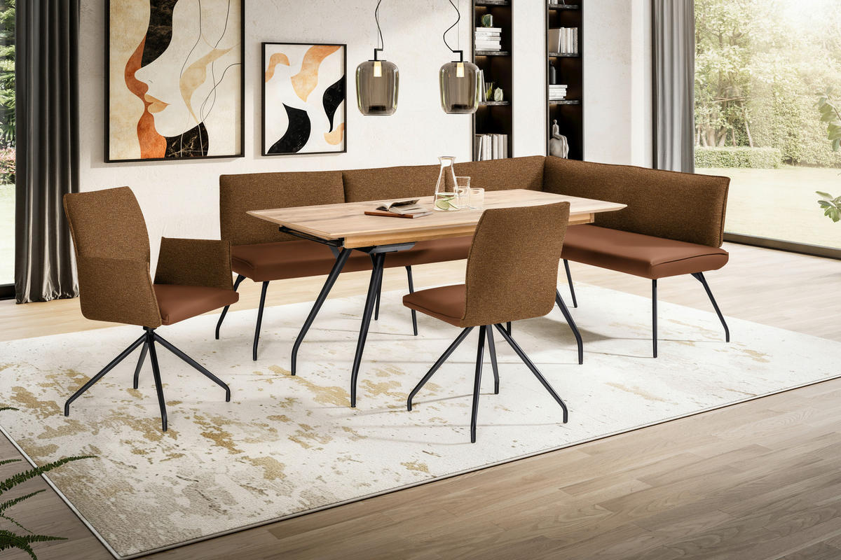 ECKBANK 225/165 cm  in Rostfarben  - Rostfarben/Schwarz, Design, Textil/Metall (225/165cm) - Moderano