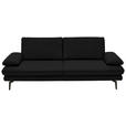 3-SITZER-SOFA  in Echtleder Schwarz   - Schwarz, Design, Leder/Metall (222/86/104cm) - Dieter Knoll