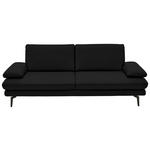 3-SITZER-SOFA  in Echtleder Schwarz   - Schwarz, Design, Leder/Metall (222/86/104cm) - Dieter Knoll