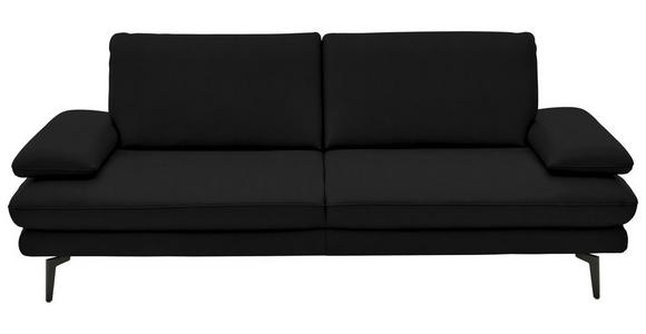 3-SITZER-SOFA  in Echtleder Schwarz   - Schwarz, Design, Leder/Metall (222/86/104cm) - Dieter Knoll
