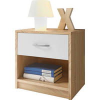 NOĆNI ORMARIĆ bijela, hrast Sonoma   - bijela/boje aluminija, Konvencionalno, drvni materijal/plastika (39/41/28cm) - Boxxx