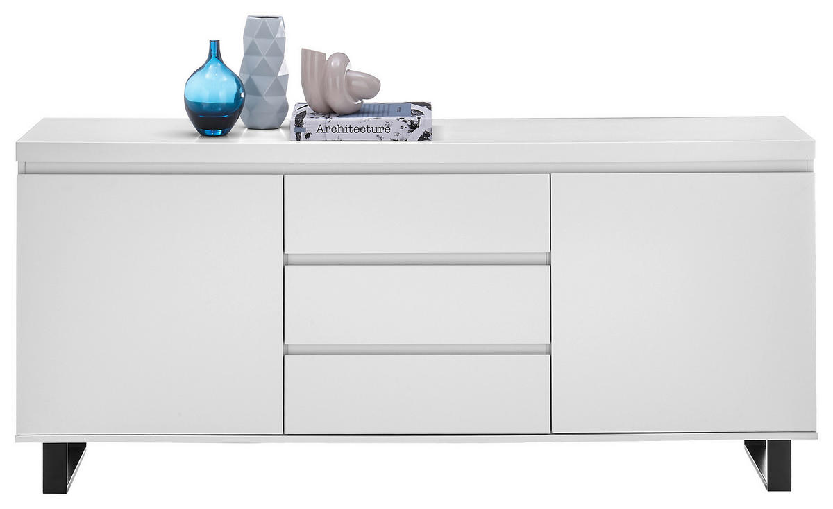 SIDEBOARD Austin  in 166/74/40 cm  - Schwarz/Weiß, Basics, Holzwerkstoff/Metall (166/74/40cm)