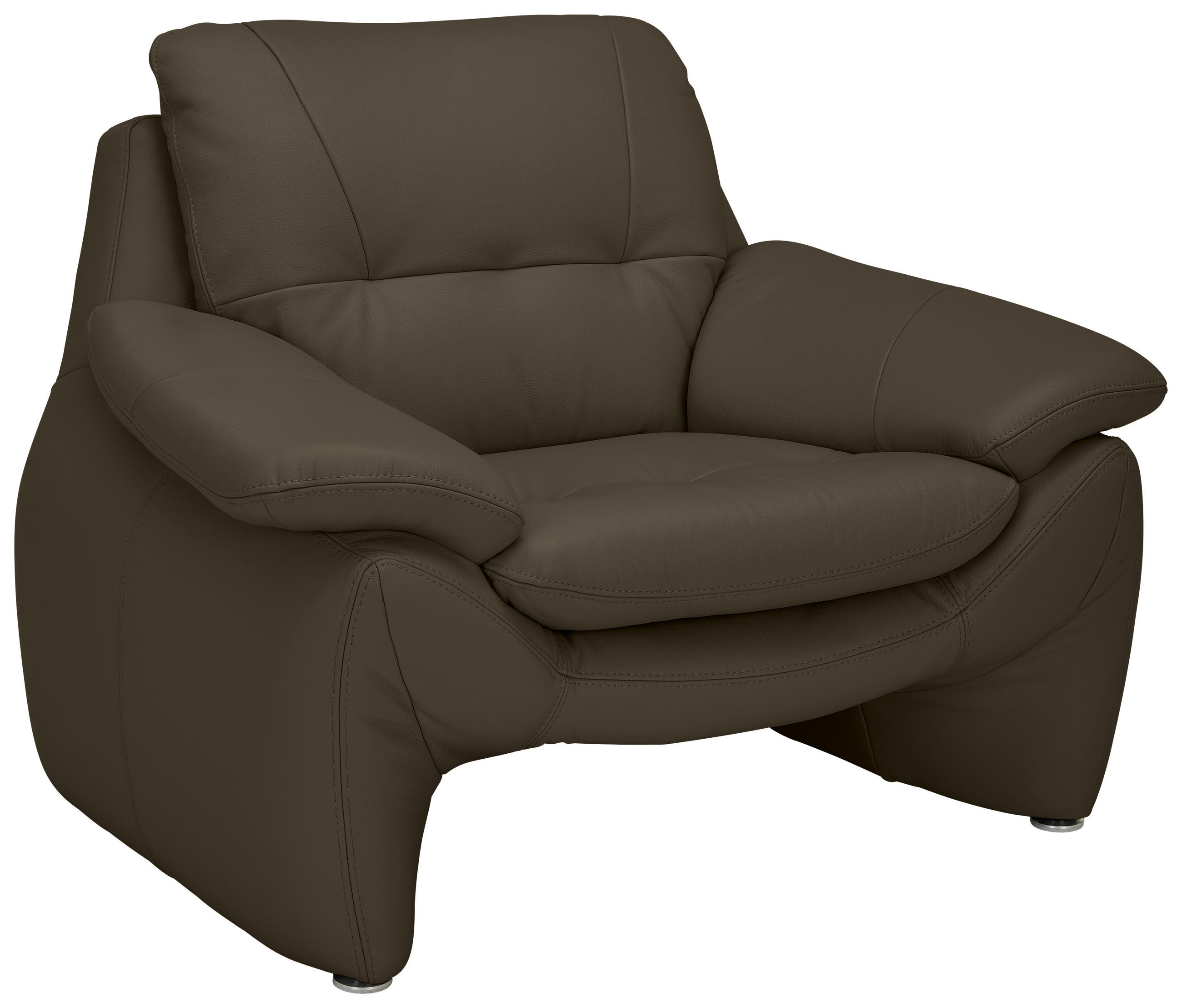 SESSEL in Echtleder Braun  - Silberfarben/Braun, KONVENTIONELL, Leder/Metall (110/91/86cm) - Celina Home