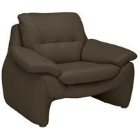 SESSEL in Echtleder Braun  - Silberfarben/Braun, KONVENTIONELL, Leder/Metall (110/91/86cm) - Celina Home