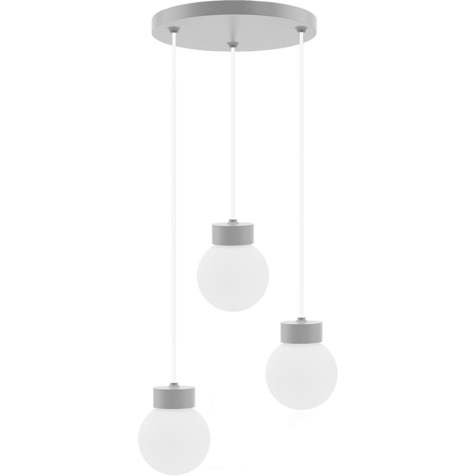 ZÁVĚSNÉ SVÍTIDLO, 34/150 cm  - šedá/bílá, Design, dřevo/sklo (34/150cm)