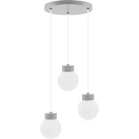 ZÁVĚSNÉ SVÍTIDLO, 34/150 cm  - šedá/bílá, Design, dřevo/sklo (34/150cm)