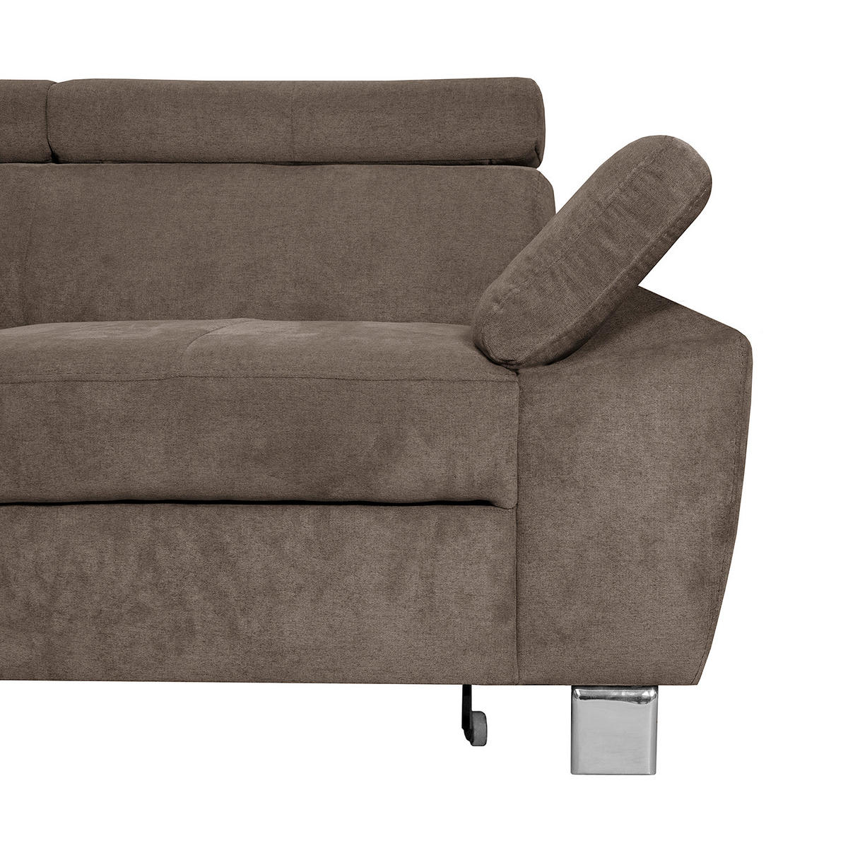 ECKSOFA Dunkelbraun Mikrofaser  - Chromfarben/Dunkelbraun, Design, Textil/Metall (208/248cm) - Livetastic