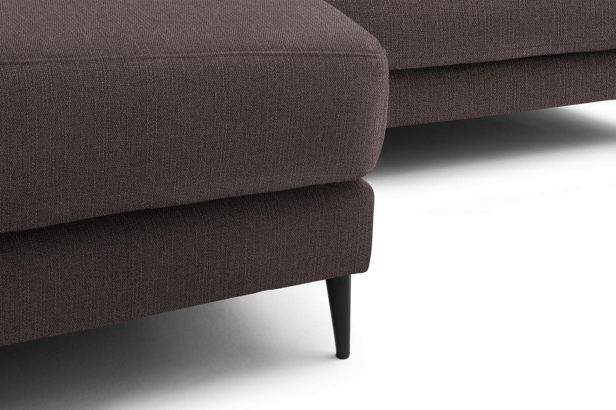 ECKSOFA in Flachgewebe Hellbraun  177/253 cm  - Hellbraun/Schwarz, Design, Textil/Metall (177/253cm) - Dieter Knoll