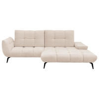 ECKSOFA Naturfarben Flachgewebe Rücken echt, Sitztiefenverstellung  - Schwarz/Naturfarben, KONVENTIONELL, Textil/Metall (273/211cm) - SetOne by Musterring