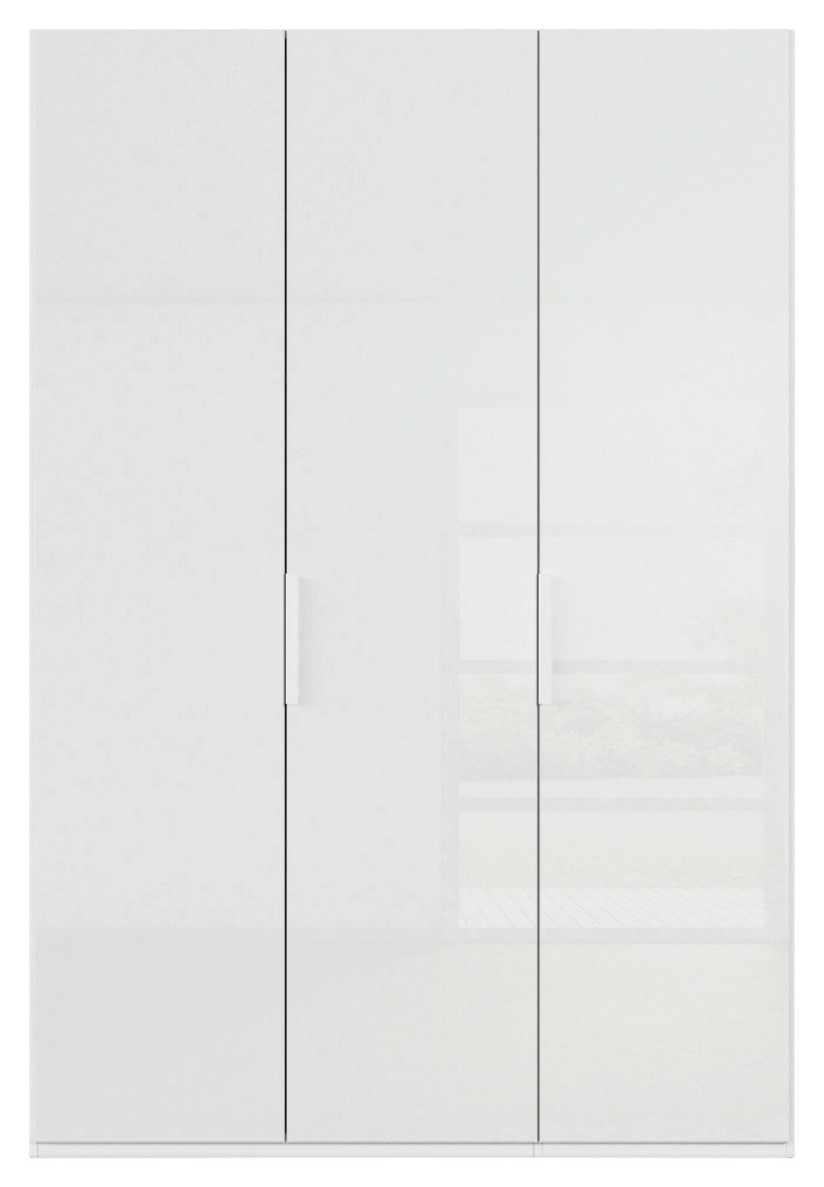 DREHTÜRENSCHRANK 151/223/61 cm,  in Weiß, 3-türig  - Weiß, Basics, Glas/Holzwerkstoff (151/223/61cm) - Novel