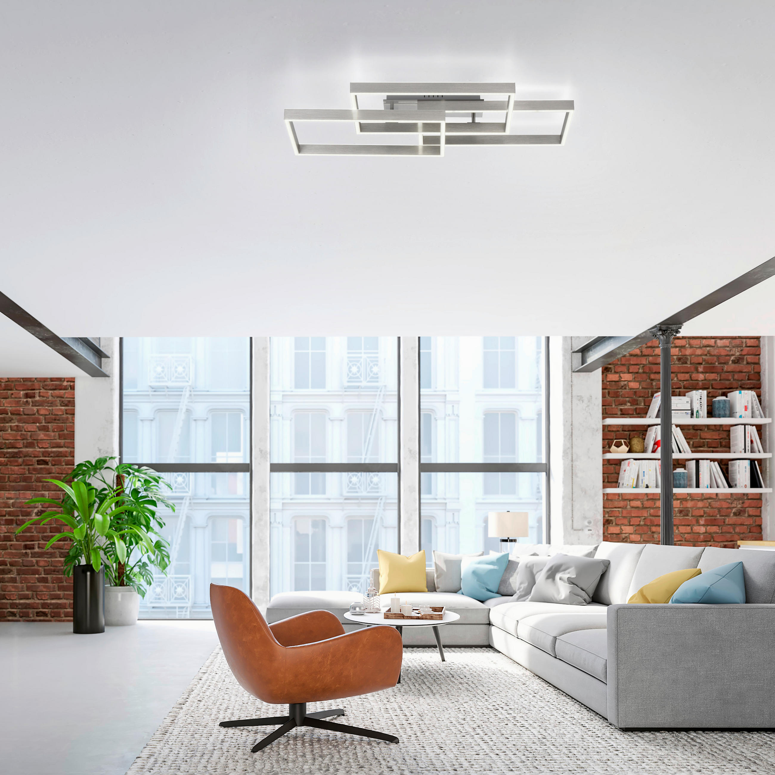 LED-DECKENLEUCHTE Paan 82/50/14 cm   - Edelstahlfarben, Design, Kunststoff/Metall (82/50/14cm) - Paul Neuhaus