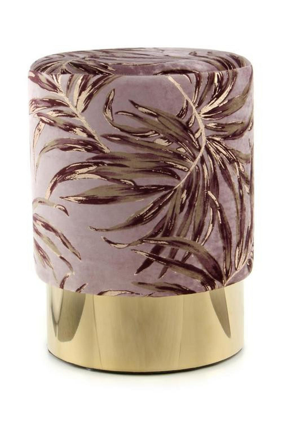 HOCKER in Textil Violett  - Violett/Goldfarben, Design, Textil/Metall (35/46/35cm) - Kayoom
