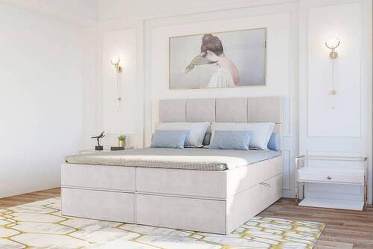 BOXBETT 140/200 cm  in Weiß  - Schwarz/Weiß, KONVENTIONELL, Kunststoff/Textil (140/200cm) - Boxxx