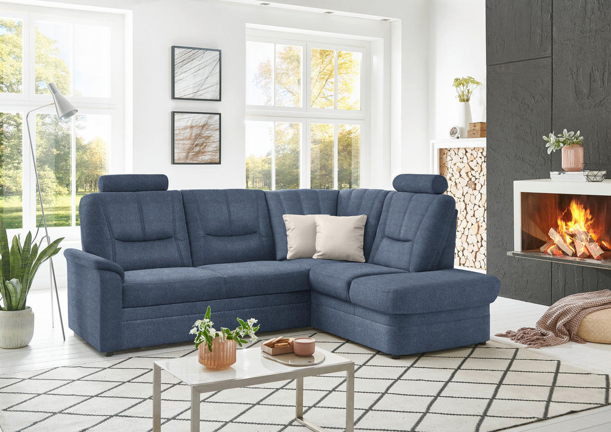 ECKSOFA Chenille Blau  - Blau/Schwarz, Konventionell, Kunststoff/Textil (235/185cm) - Beldomo Comfort