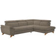 ECKSOFA in Chenille Graubraun  - Eichefarben/Graubraun, MODERN, Holz/Textil (287/212cm) - Valnatura