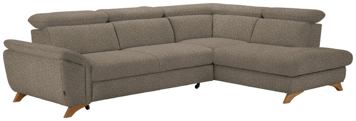 ECKSOFA in Chenille Graubraun  - Eichefarben/Graubraun, Modern, Holz/Textil (287/212cm) - Valnatura