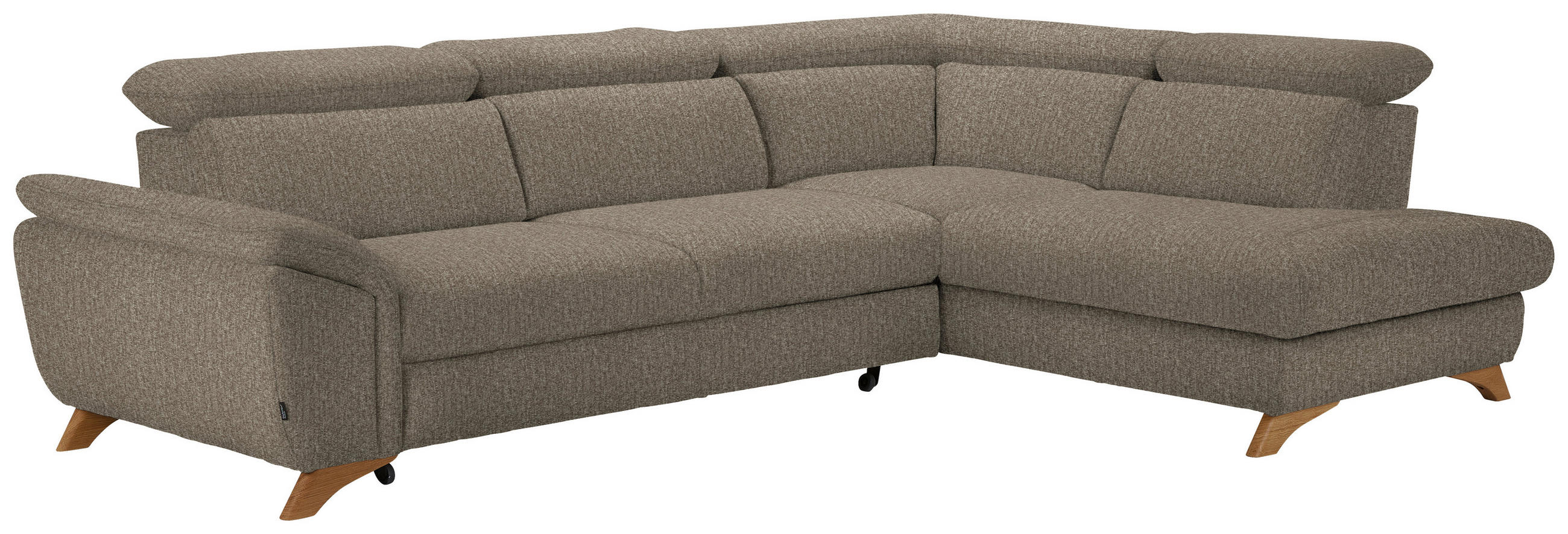 Thumbnail - Valnatura Ecksofa Mercury, Graubraun, Textil, Eiche, massiv, 3-Sitzer, Ottomane rechts, L-Form, 287x212 cm, Typenauswahl...