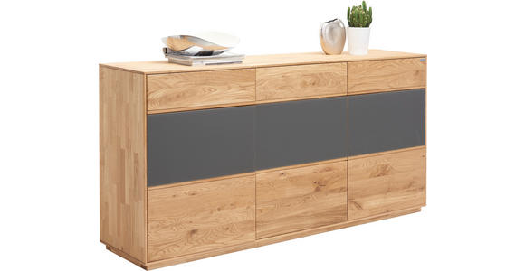 SIDEBOARD in 177/89/42 cm - Eichefarben/Anthrazit, Design, Glas/Holz (177/89/42cm) - Waldwelt