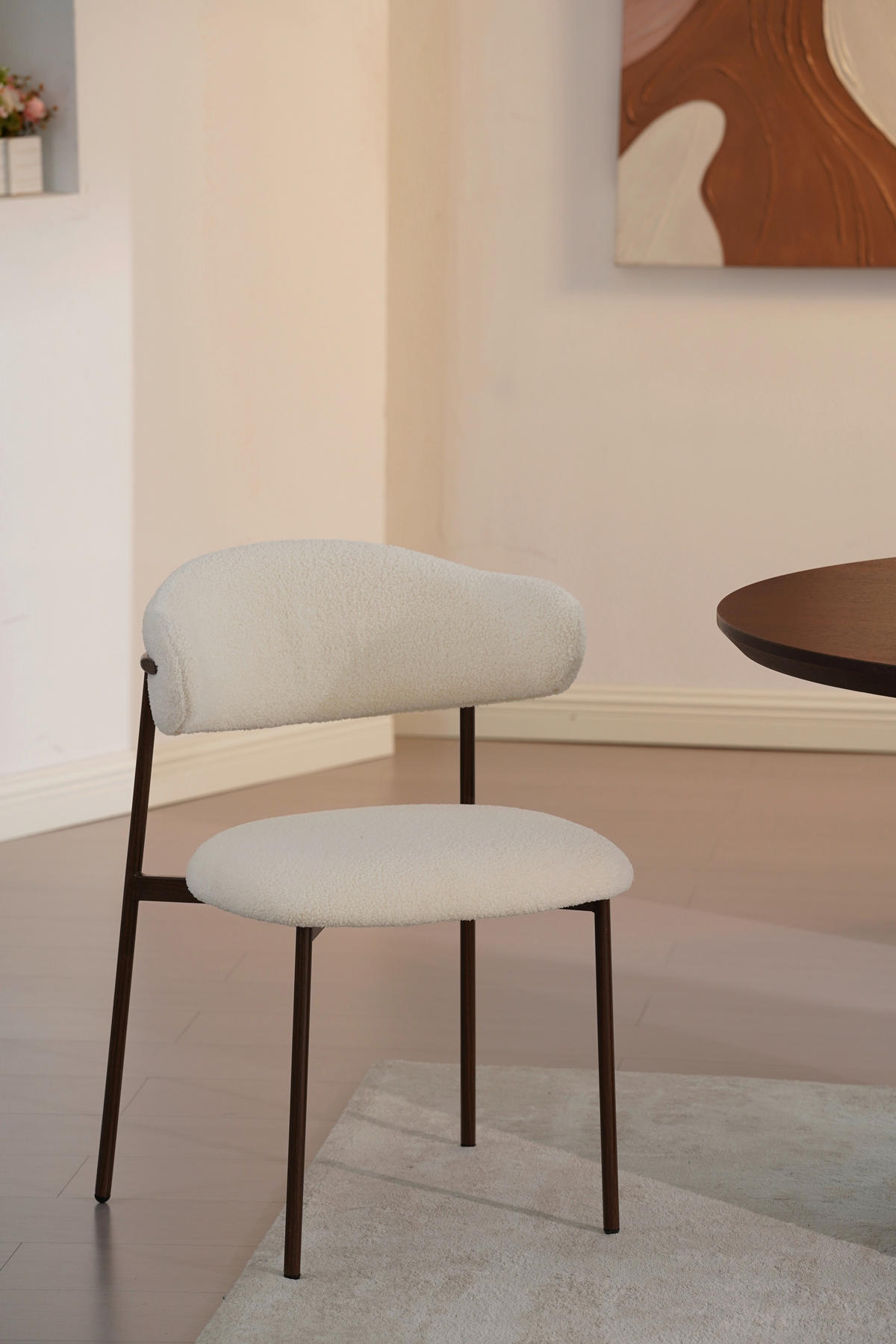 STUHL , , Teddystoff  - Walnussfarben/Weiß, MODERN, Holz/Textil (55/78/58cm) - MID.YOU