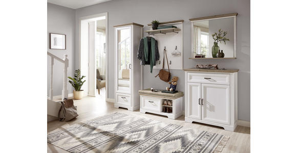 GARDEROBENBANK  in 93/49/41 cm  - Eichefarben/Beige, ROMANTIK / LANDHAUS, Textil/Metall (93/49/41cm) - Landscape
