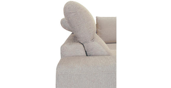 ECKSOFA Beige Chenille Zierkissen, Bettkasten, Schlaffunktion, Rücken echt, Kopfteilverstellung, Liegefläche im Originalstoff  - Beige/Schwarz, KONVENTIONELL, Textil/Metall (266/185cm) - Carryhome