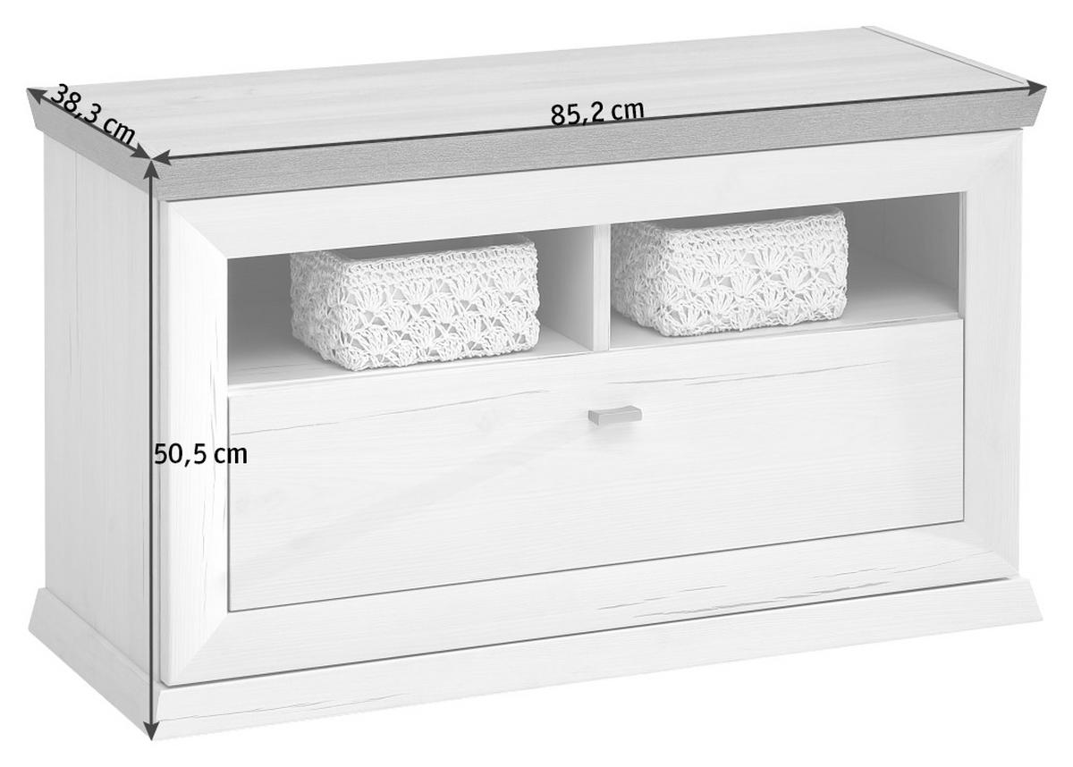 KLUPA ZA PREDSOBLJE  siva, bijela  drvni materijal  - bijela/siva, Lifestyle, drvni materijal/metal (85,2/50,5/38,5cm) - Hom`in