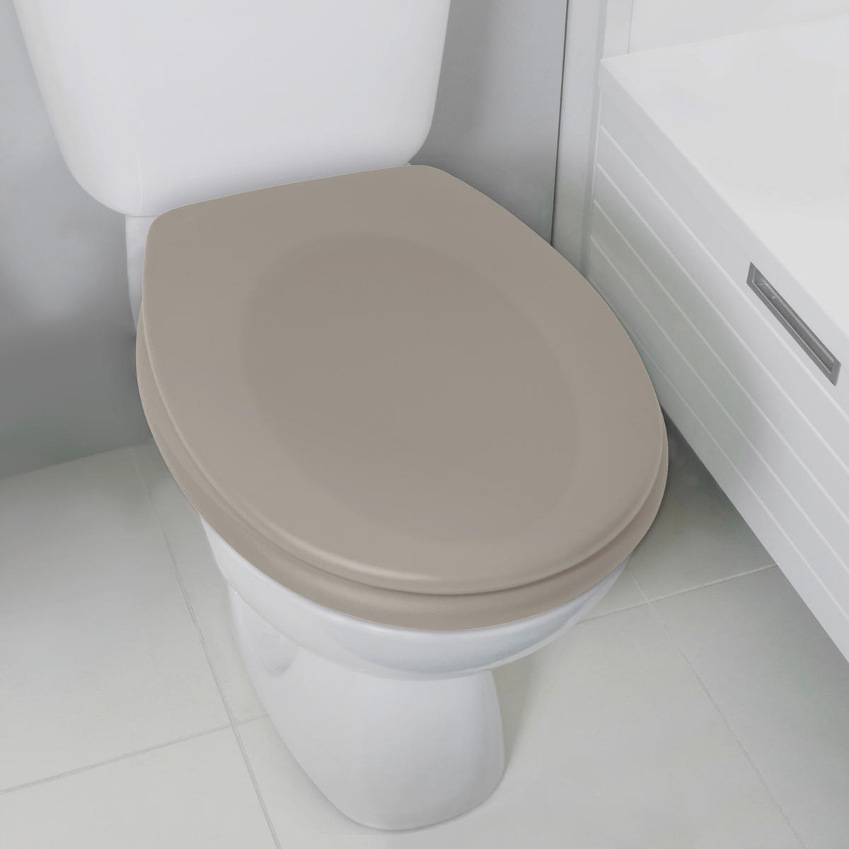 WC-SITZ - Taupe, Basics, Kunststoff (45.5/37/5.5cm) - Spirella