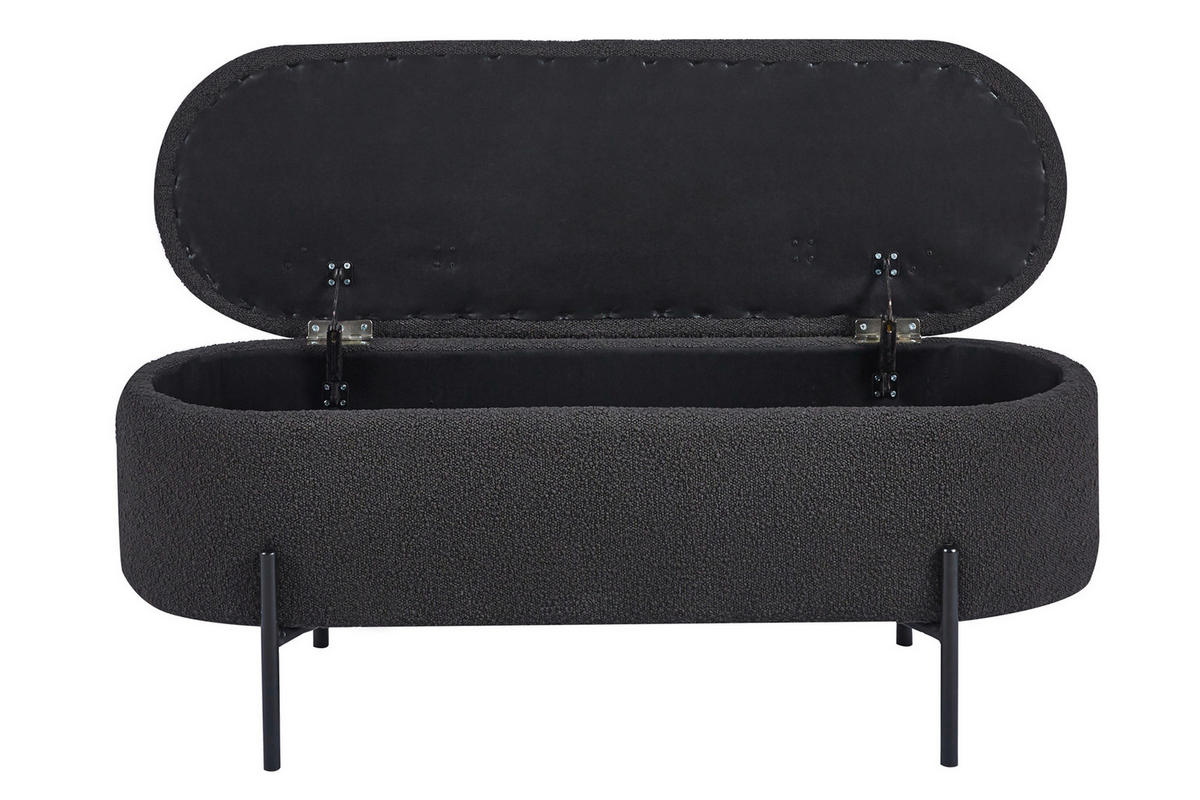 BETTBANK Bouclé Anthrazit  - Anthrazit/Schwarz, MODERN, Textil/Metall (110/44/40cm) - Livetastic