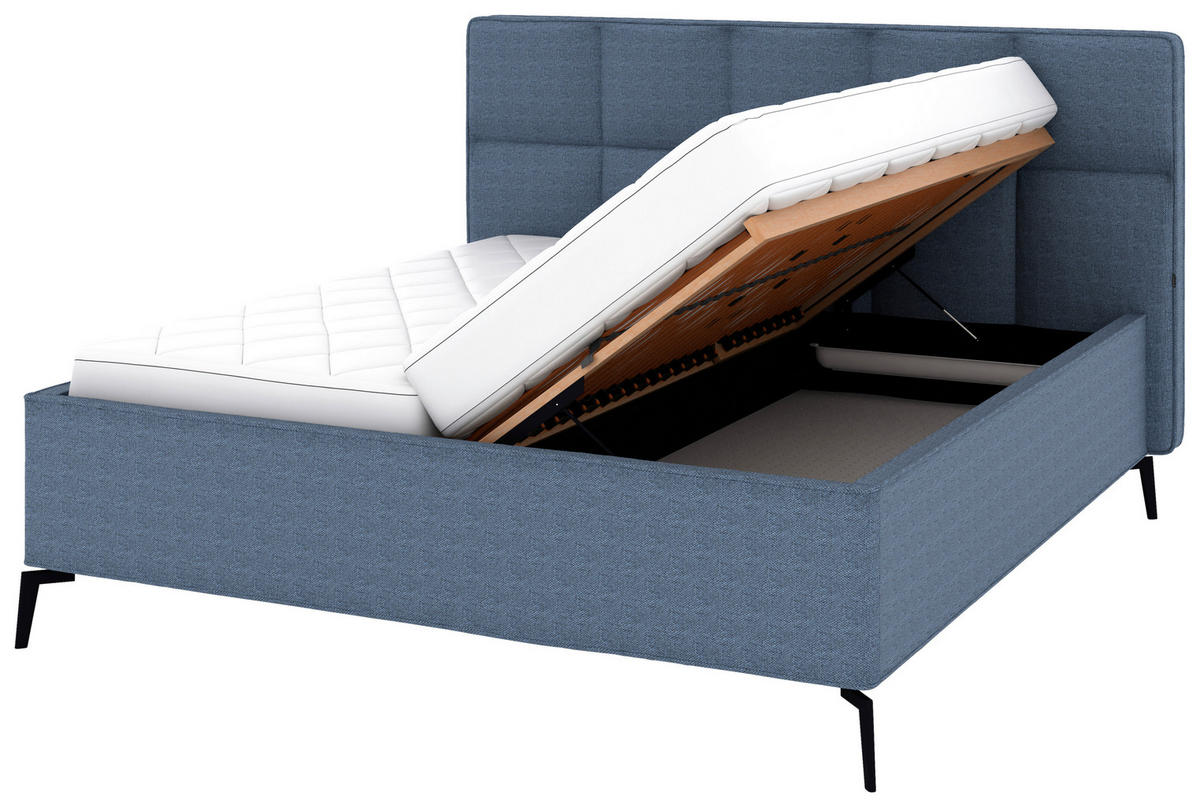 POLSTERBETT Bettkasten, motorische Verstellbarkeit, Fernbedienung, Lattenroste, Matratzen 180/200 cm  in Blau  - Blau/Schwarz, KONVENTIONELL, Holz/Textil (180/200cm) - Musterring