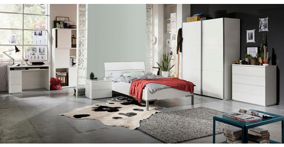 BETT 90/200 cm in Weiß - Weiß/Grau, KONVENTIONELL, Holzwerkstoff/Metall (90/200cm) - Xora