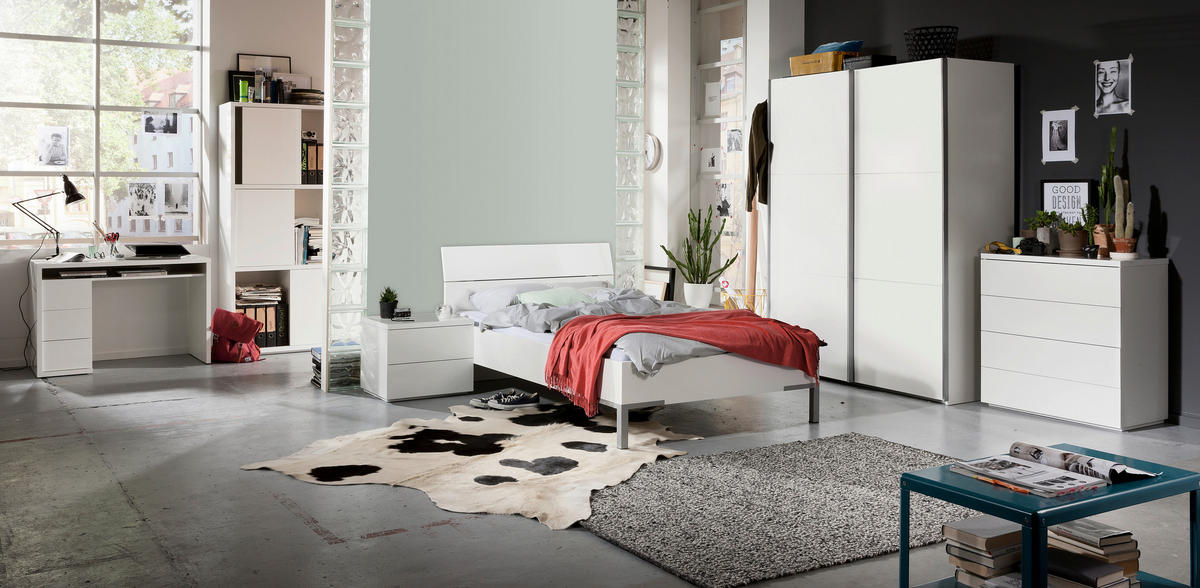 POSTELJA 90 cm   x 200 cm  , leseni material bela  - siva/bela, Konvencionalno, kovina/leseni material (90/200cm) - Xora