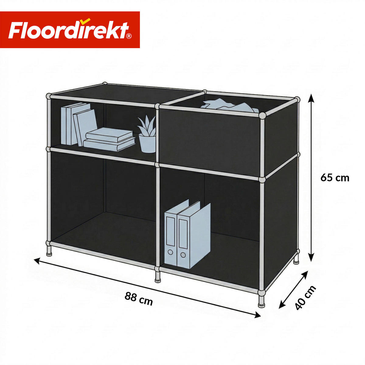 SIDEBOARD Concept Epure MK-030 88/65/40 cm  - Schwarz, Basics, Metall (88/65/40cm) - Floordirekt