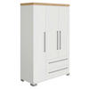 BABYKLEIDERSCHRANK Kira Eiche Nebraska/Kreideweiß Weiß, Eichefarben  - Eichefarben/Silberfarben, Basics, Holzwerkstoff/Metall (135,3/205,9/55,6cm) - Paidi